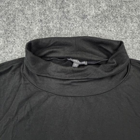 Eileen Fisher Sweater Womens Medium Black Gray Turtleneck Stretch Long Sleeve - Picture 9 of 12